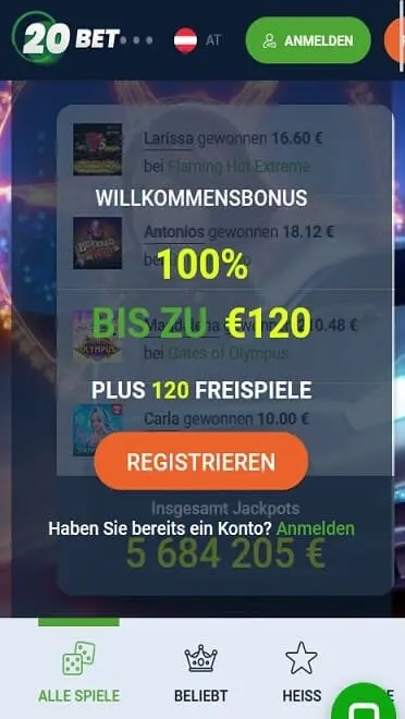 20BET mobile Anmelden