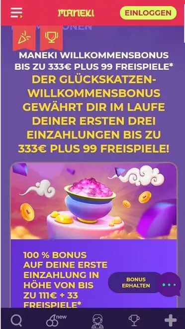Maneki Mobile Casino Bonus